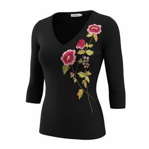 Vintage Carducci Vibrant Floral Embroidered Knit Top Women's S Grannycore